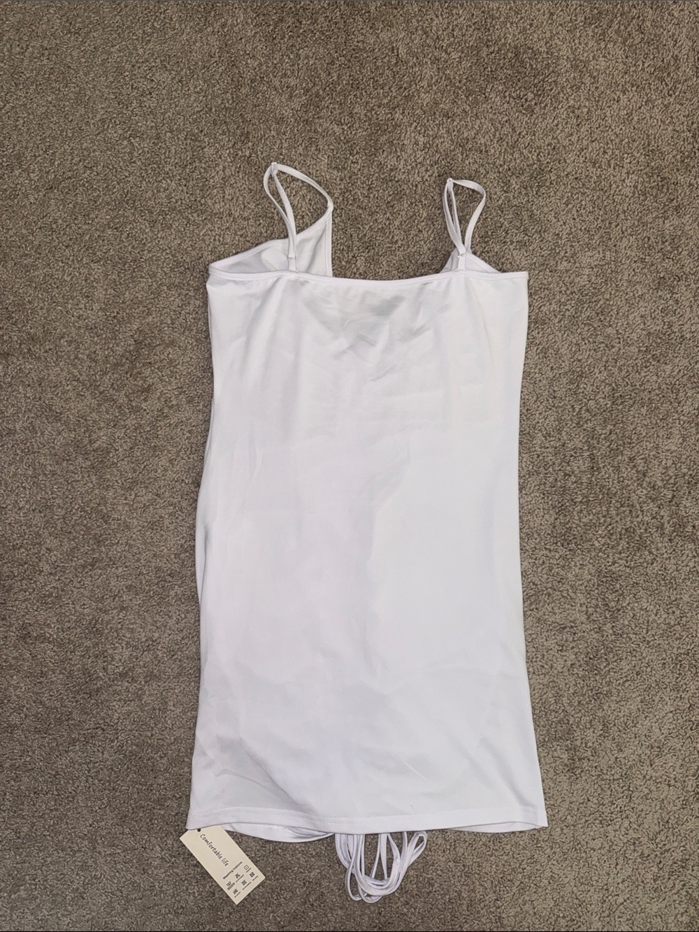Amazon White Ruched Drawstring Mini Slip Dress - Picture 2 of 3